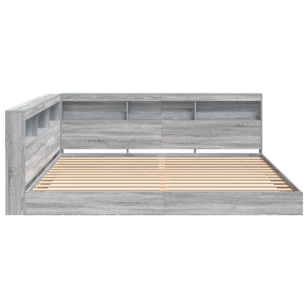 Lit Bibliothèque Sonoma gris 180 x 200 cm Bois d'ingénierie