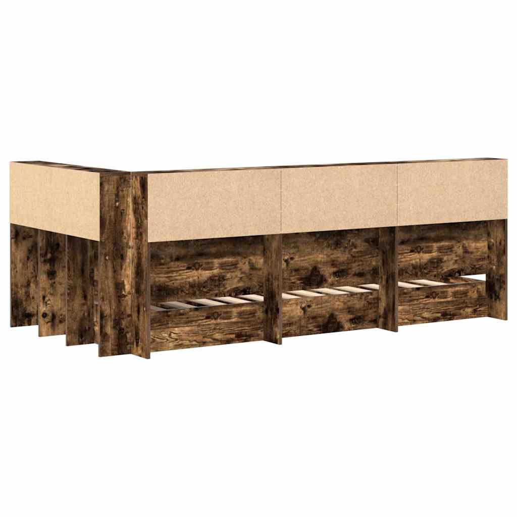 Lit Bibliothèque Chêne fumé 75 x 190 cm Bois d'ingénierie - XIOS