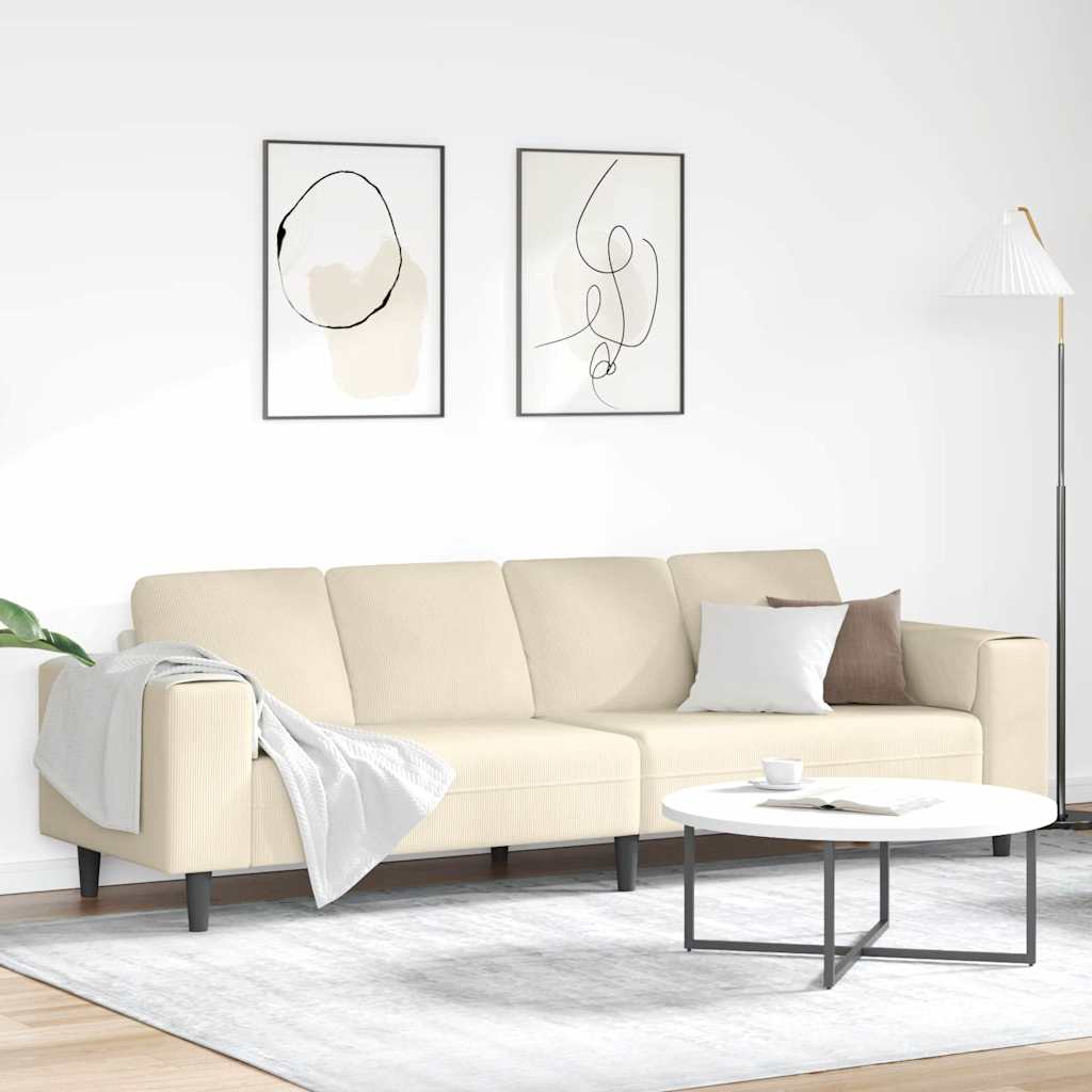Sofa en tissu avec coussin Crème 208 cm Tissu en velours côtelé - XIOS