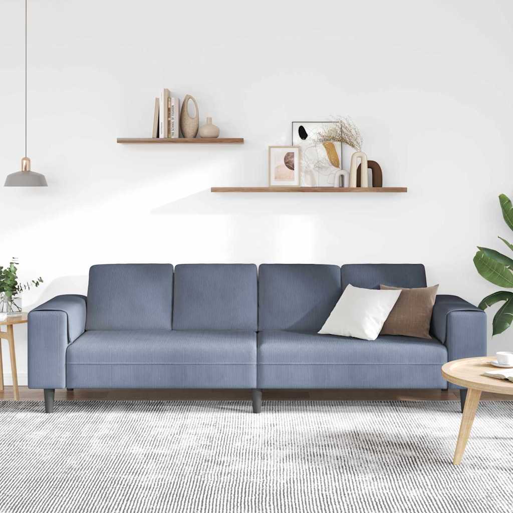 Sofa en tissu avec coussin Bleu 208 cm Tissu en velours côtelé - XIOS