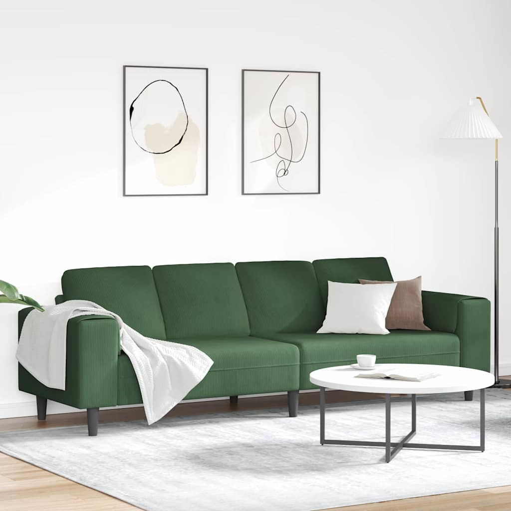 Sofa en tissu avec coussin Vert foncé 208 cm Tissu en velours côtelé - XIOS