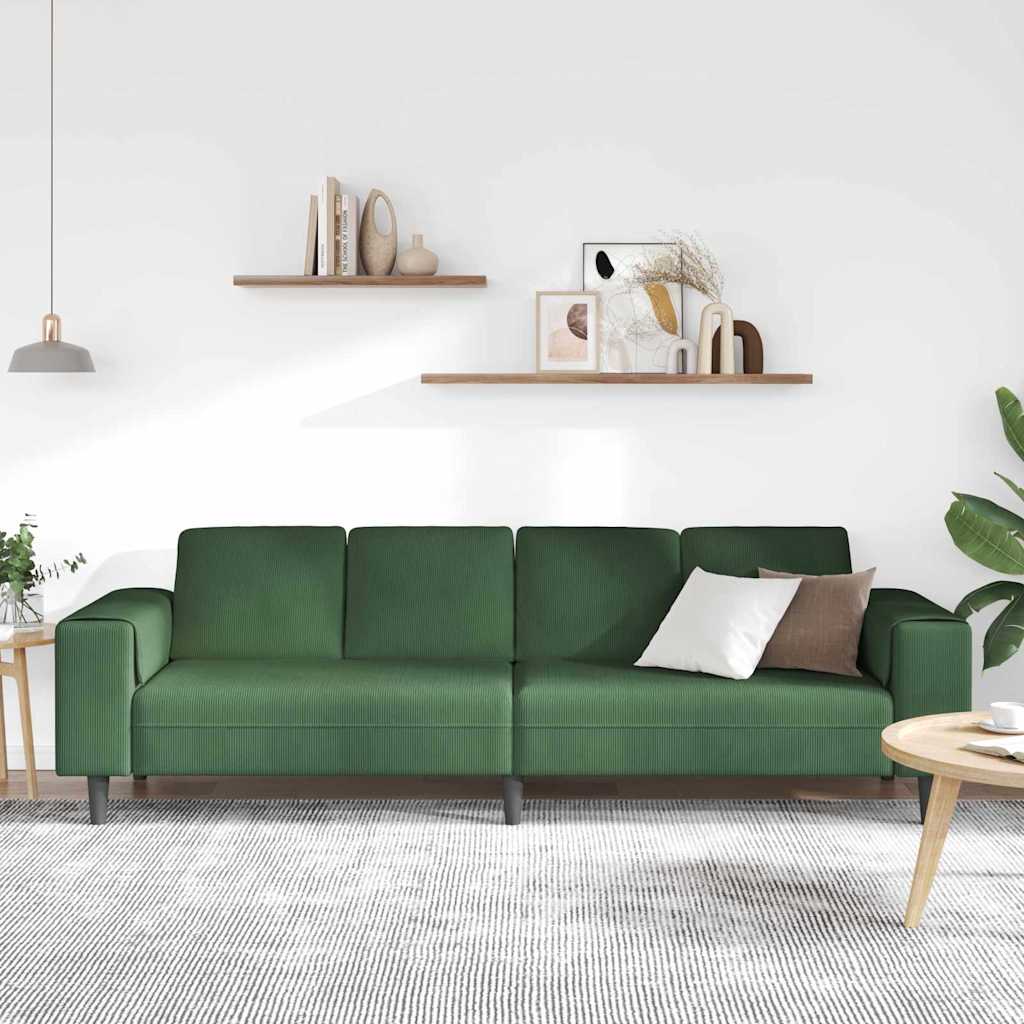 Sofa en tissu avec coussin Vert foncé 208 cm Tissu en velours côtelé - XIOS