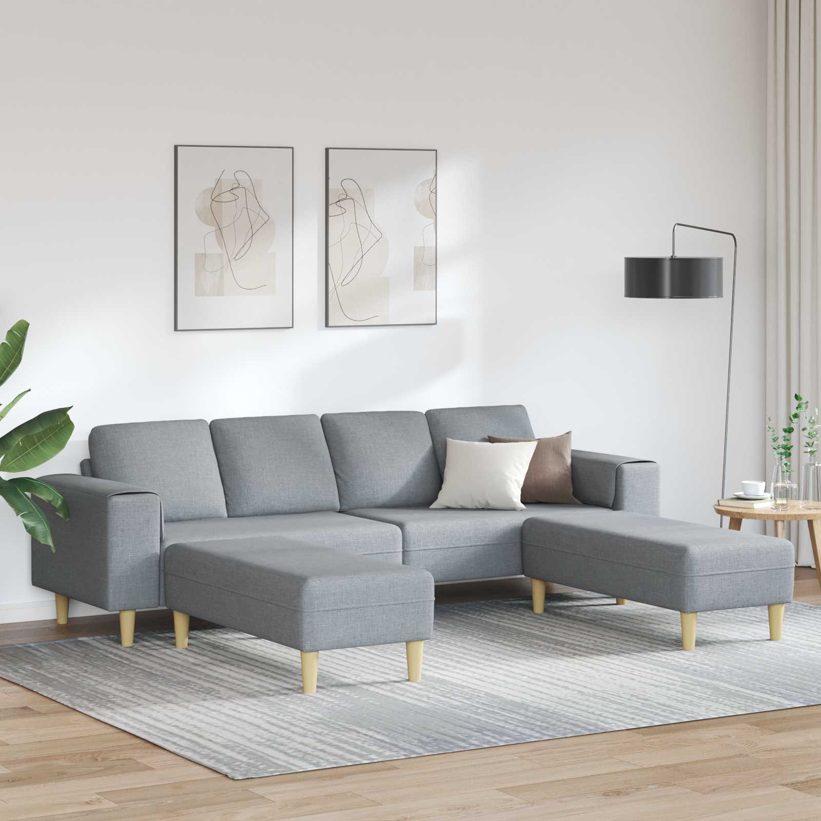 Canapé de salon 3 pcs Gris clair Polyester