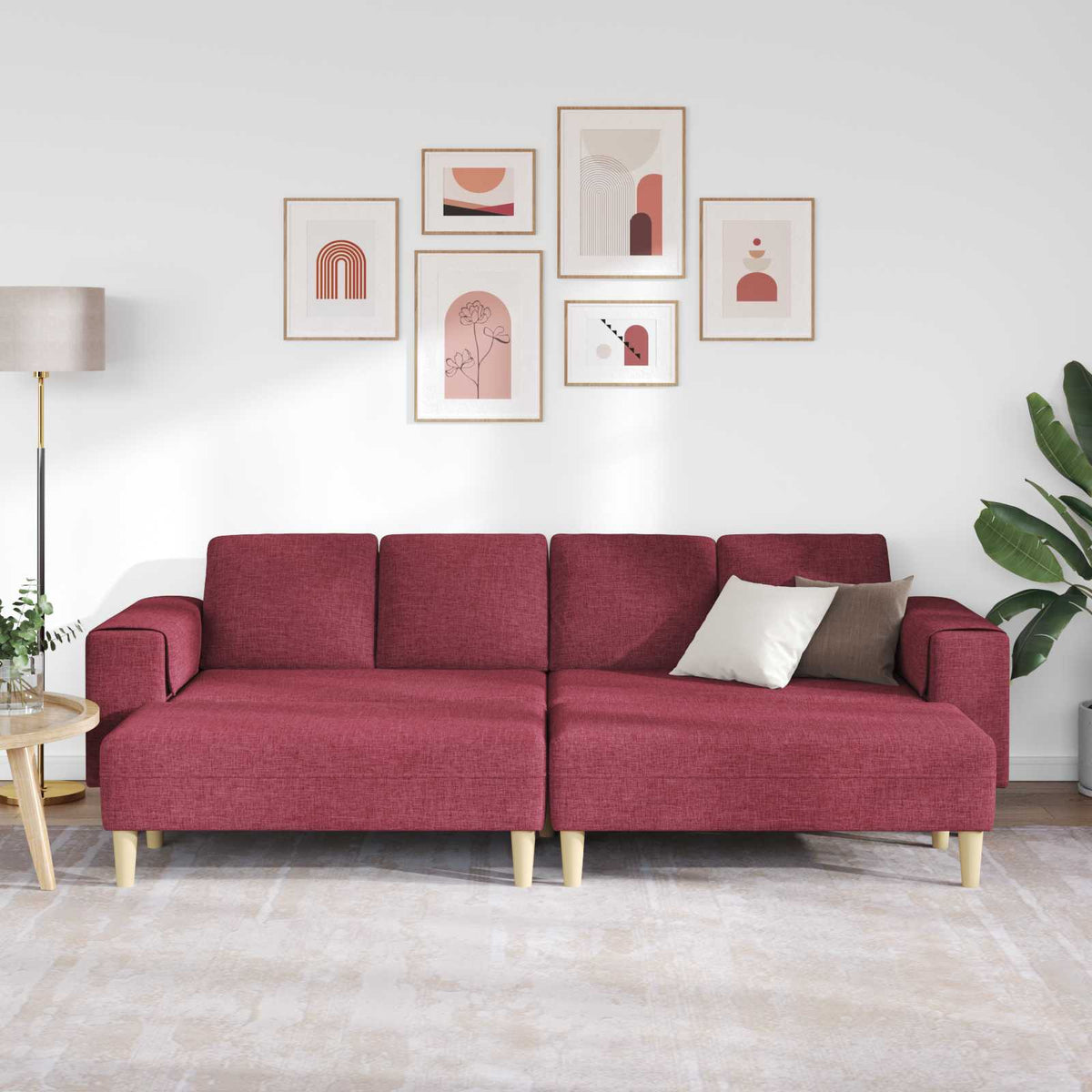 Canapé de salon 3 pc Bordeaux Polyester