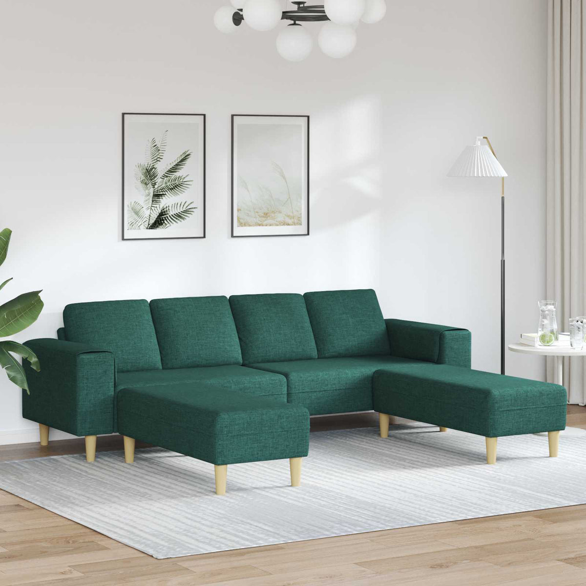 Canapé de salon 3 pc Vert foncé Polyester