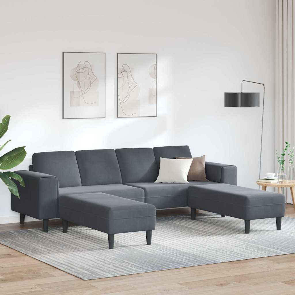 Ensemble de Canapés 3 pcs Gris foncé Velours