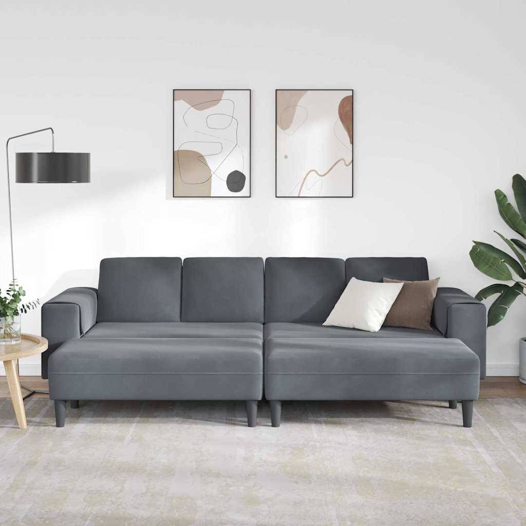 Ensemble de Canapés 3 pcs Gris foncé Velours - XIOS