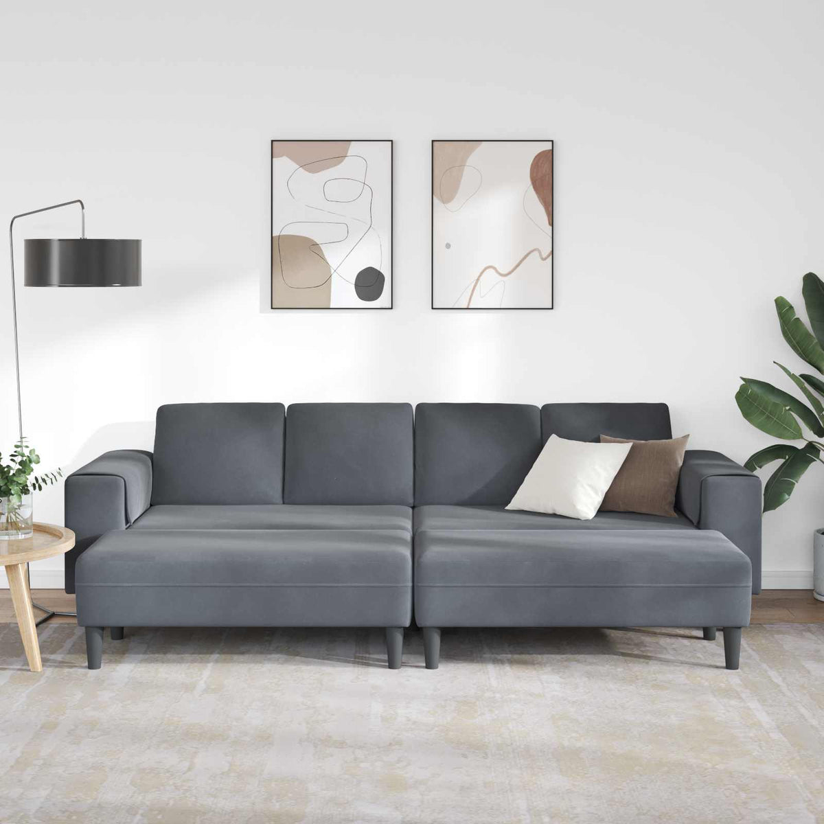 Canapé de salon 3 pc Gris foncé
