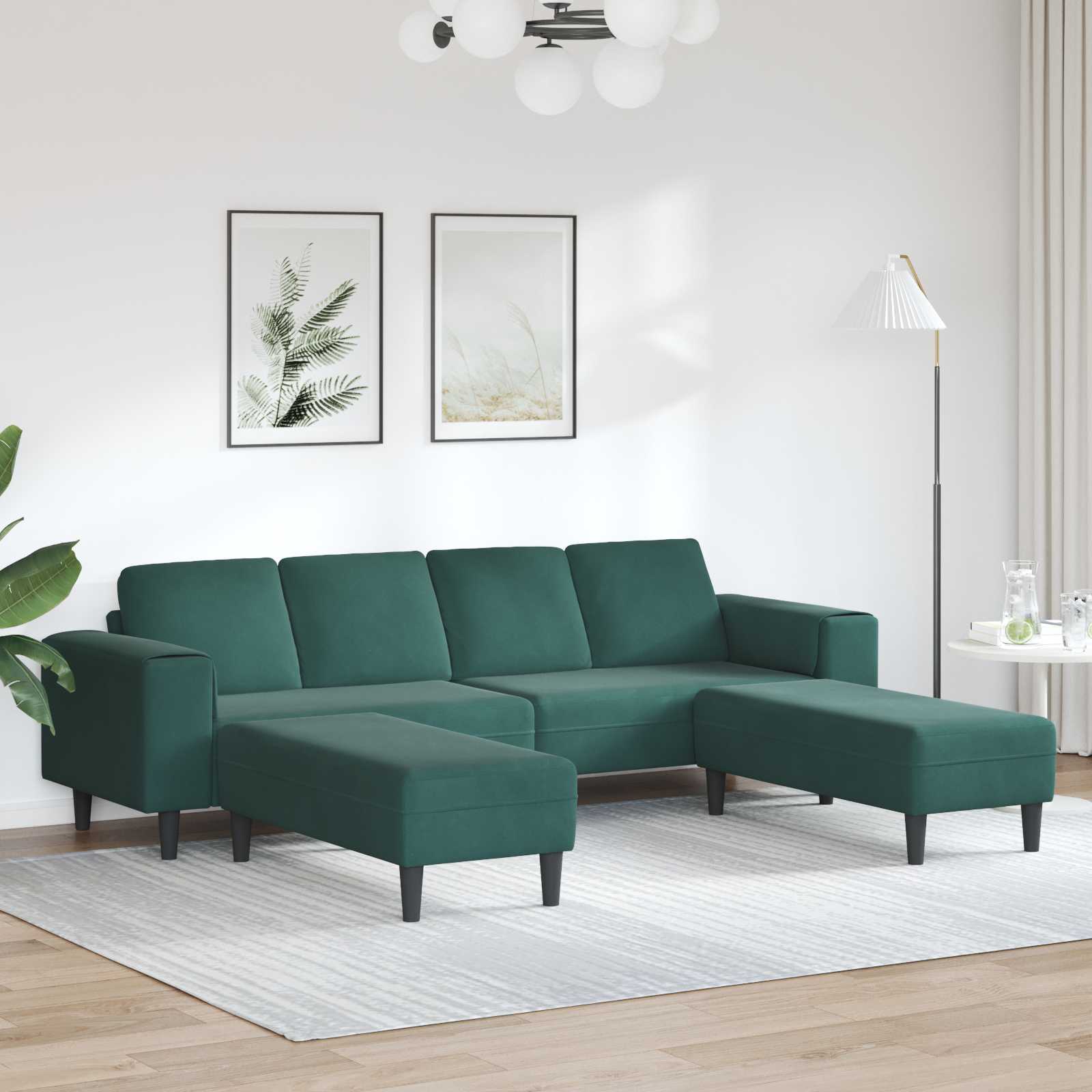 Canapé de salon 3 pcs Vert foncé 250 x 188 x 76 cm