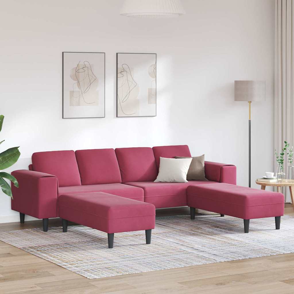 Ensemble de Canapés 3 pcs Rouge bordeaux Velours - XIOS