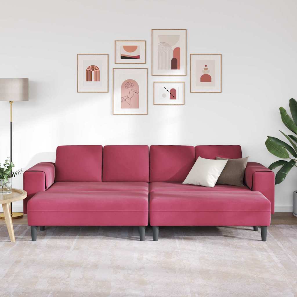 Ensemble de Canapés 3 pcs Rouge bordeaux Velours - XIOS