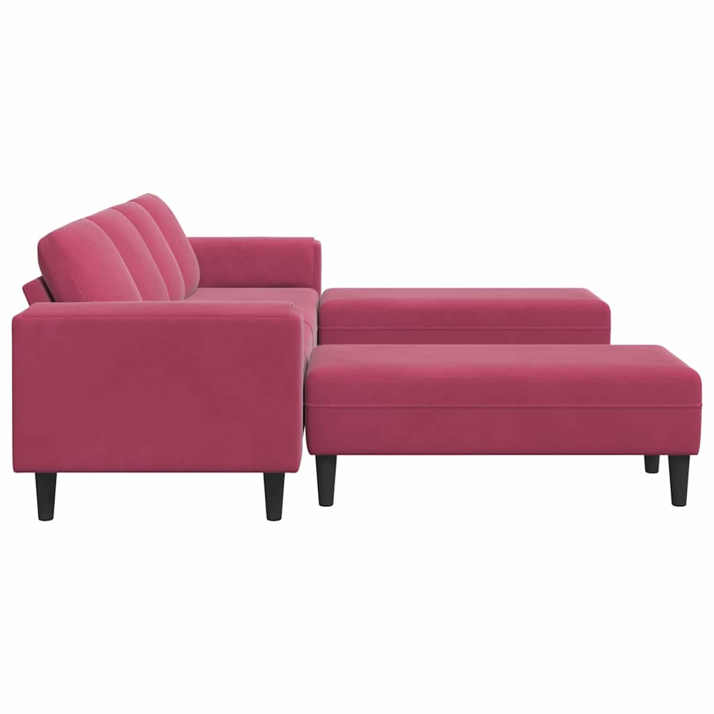 Ensemble de Canapés 3 pcs Rouge bordeaux Velours - XIOS