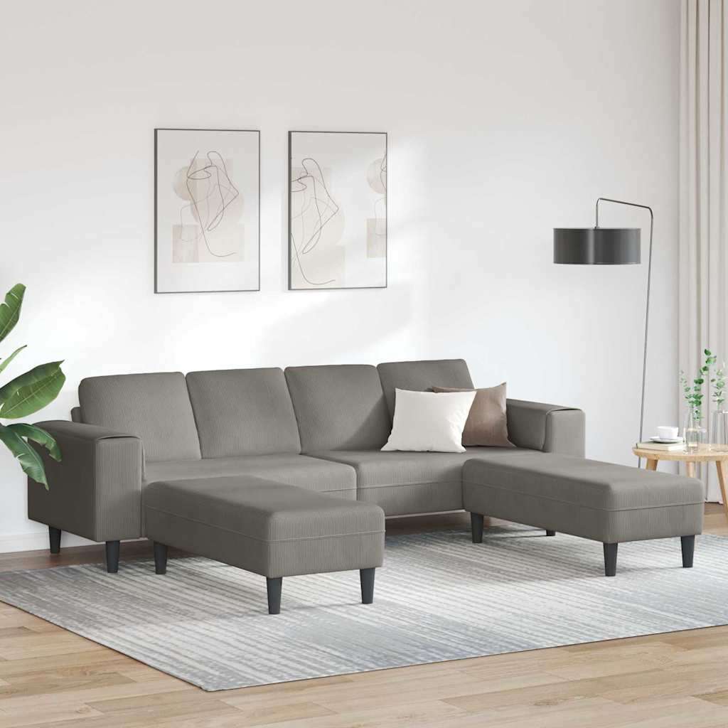 Sofa en tissu avec coussin Gris clair Tissu en velours côtelé - XIOS