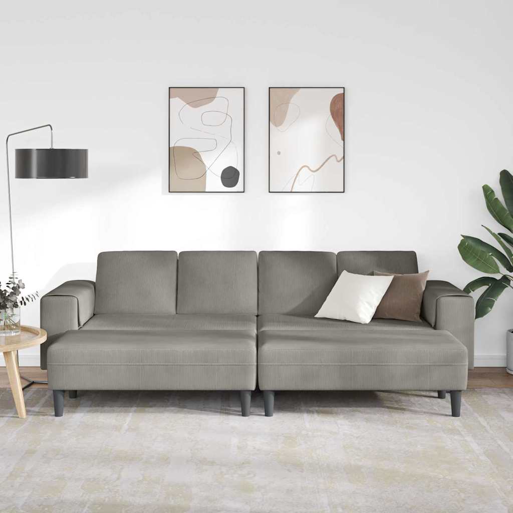 Sofa en tissu avec coussin Gris clair Tissu en velours côtelé - XIOS
