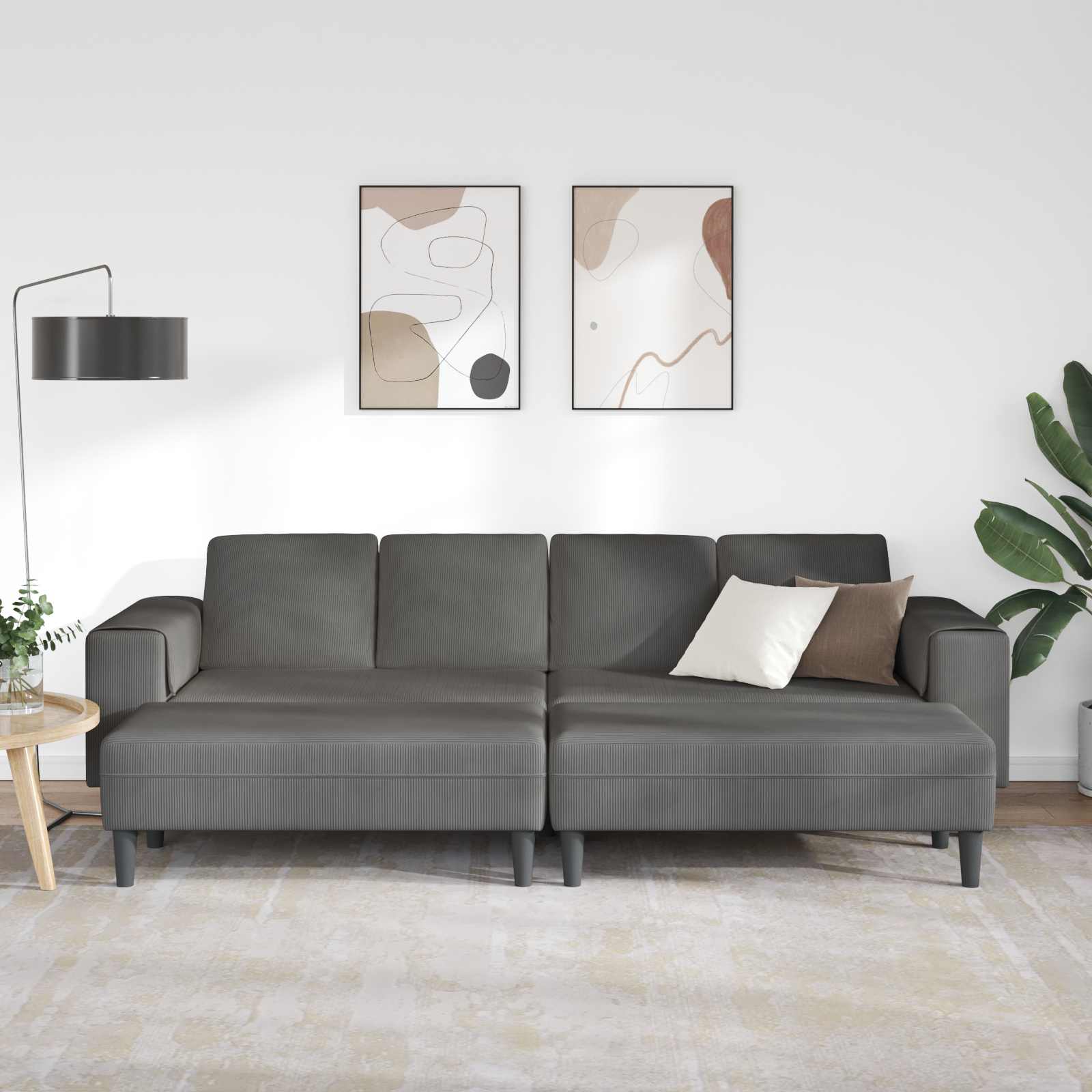 Canapé Gris foncé 250 x 188 x 76 cm Tissu en velours côtelé - XIOS