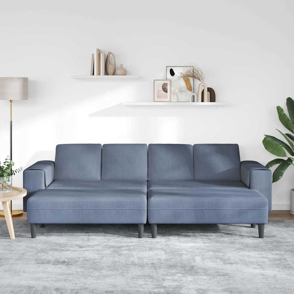 Sofa en tissu avec coussin Bleu Tissu en velours côtelé - XIOS