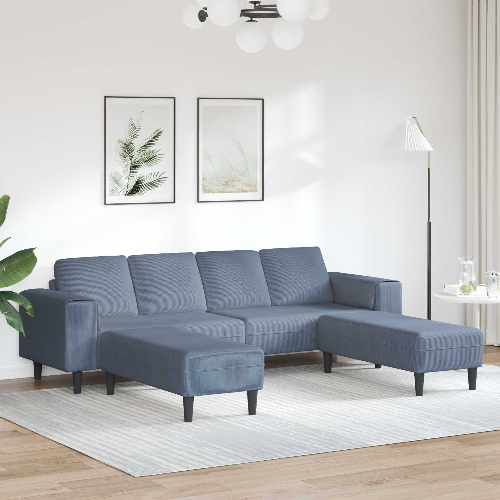 Canapé Bleu 250 x 188 x 76 cm Tissu en velours côtelé - XIOS
