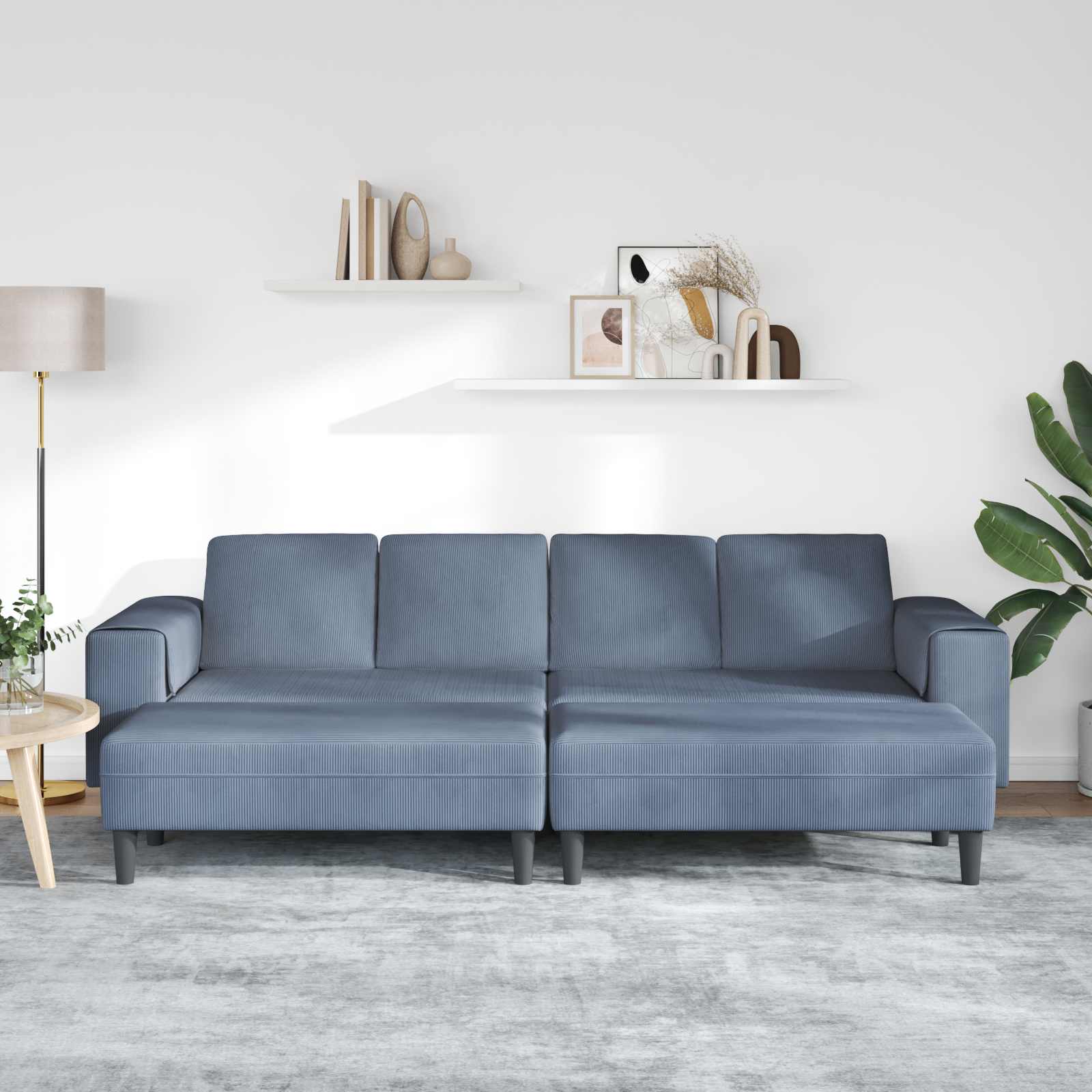 Canapé Bleu 250 x 188 x 76 cm Tissu en velours côtelé - XIOS