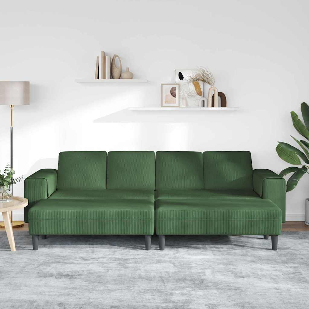 Sofa en tissu avec coussin Vert foncé Tissu en velours côtelé - XIOS