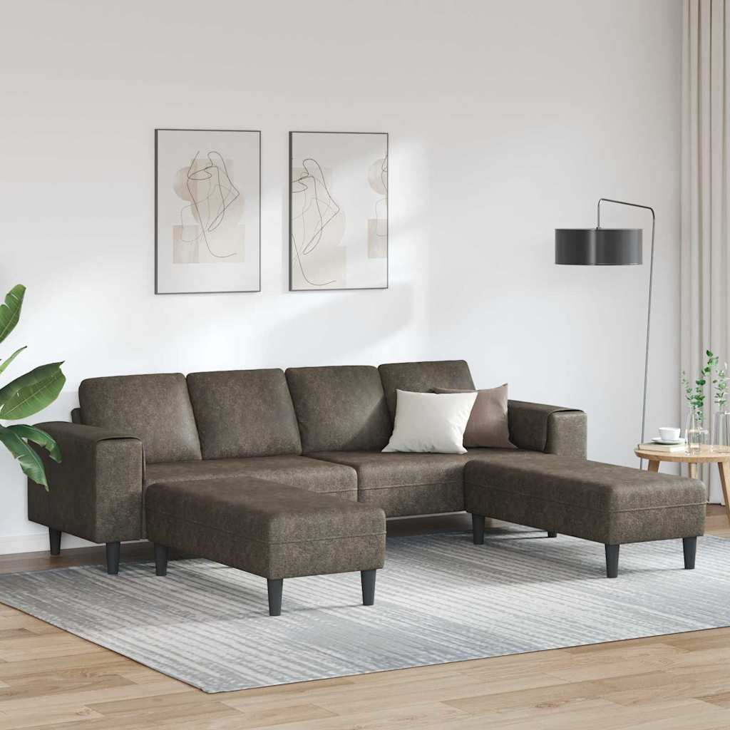 Ensemble de Canapés 3 pcs Gris foncé Cuir suédé faux - XIOS