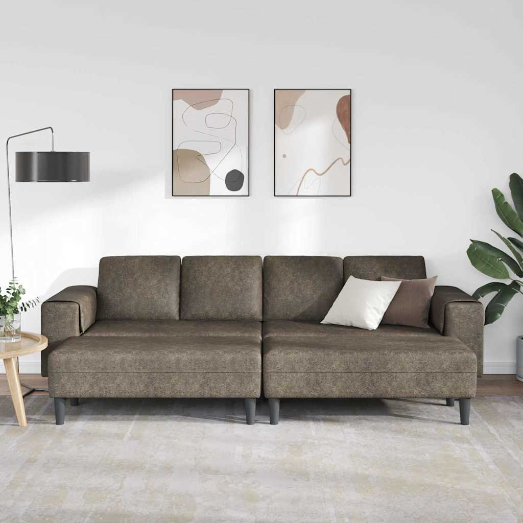Ensemble de Canapés 3 pcs Gris foncé Cuir suédé faux - XIOS