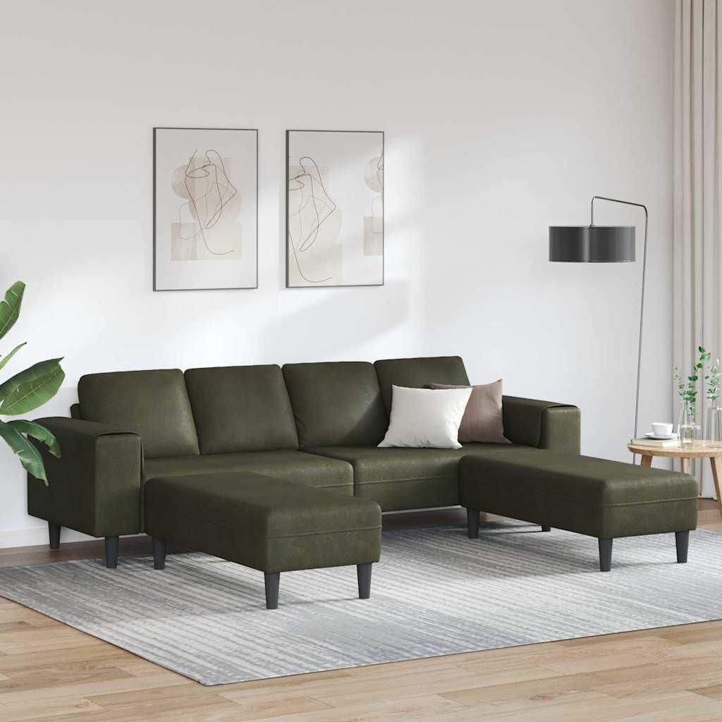 Ensemble de Canapés 3 pcs Vert armée Cuir suédé faux - XIOS