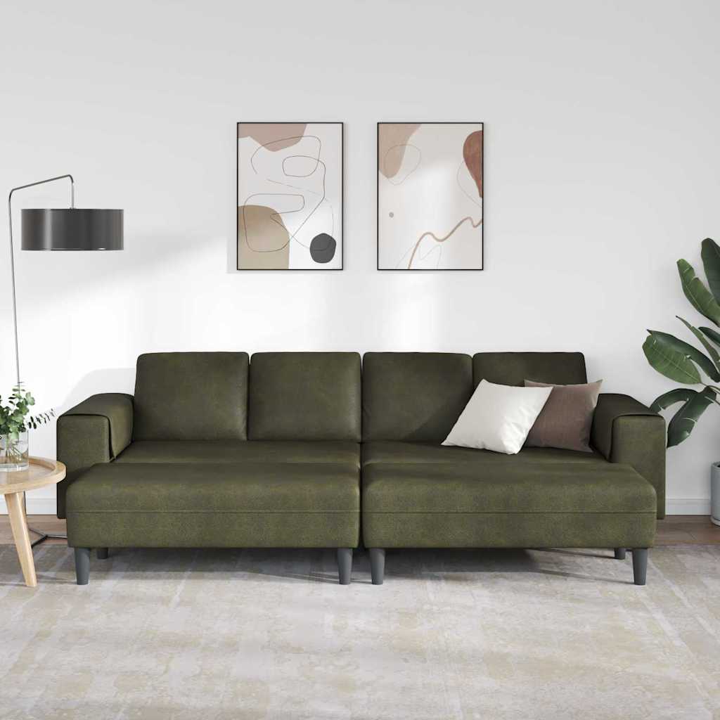 Ensemble de Canapés 3 pcs Vert armée Cuir suédé faux - XIOS