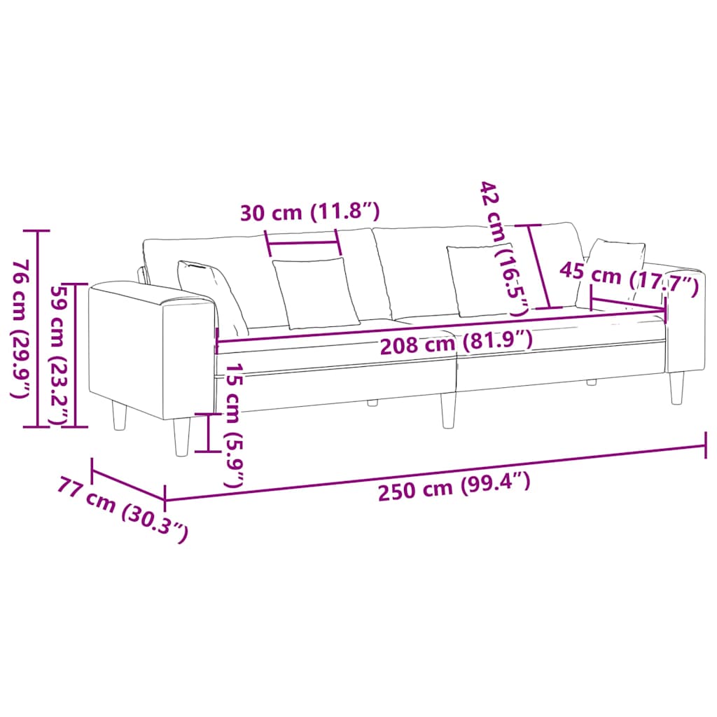 Canapé en velours avec coussin Bleu 208 cm Velours - XIOS