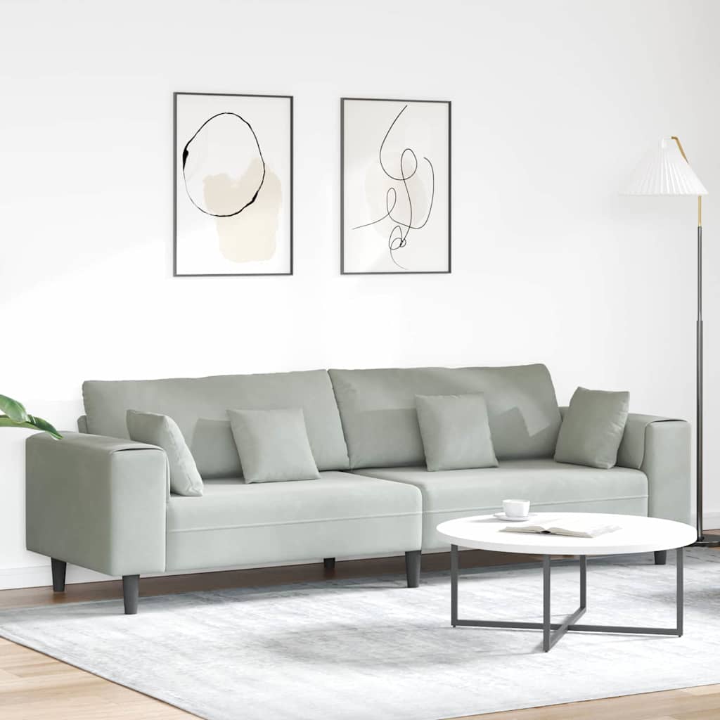 Canapé en velours avec coussin Gris clair 208 cm Velours - XIOS