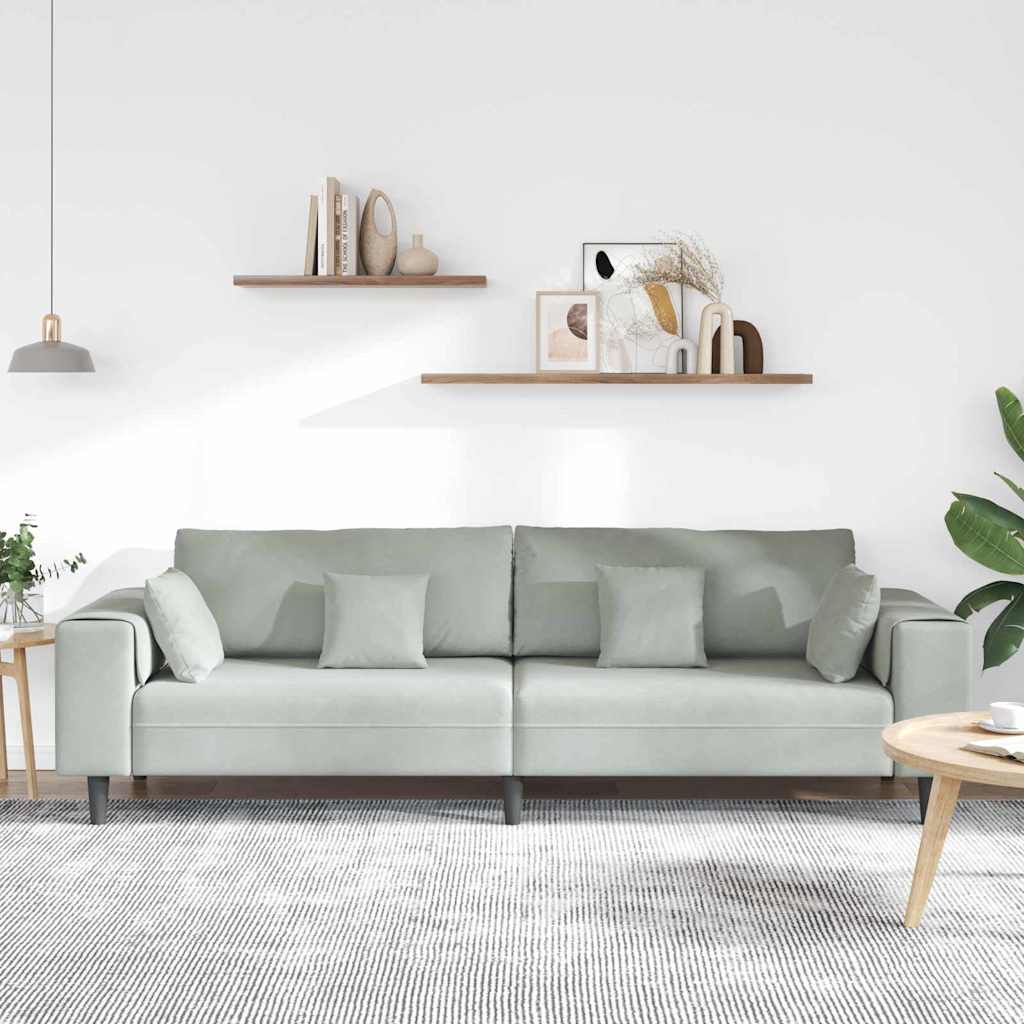 Canapé en velours avec coussin Gris clair 208 cm Velours - XIOS