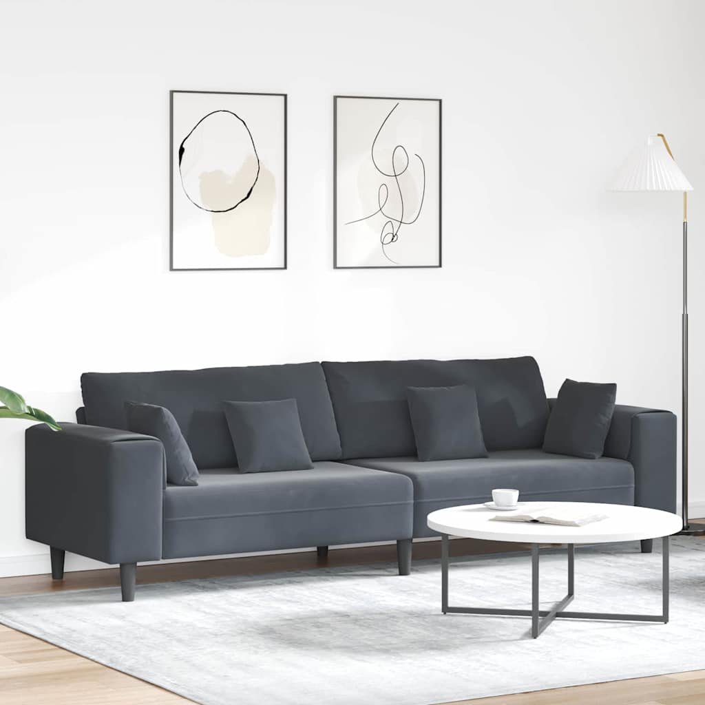 Canapé en velours avec coussin Gris foncé 208 cm Velours - XIOS