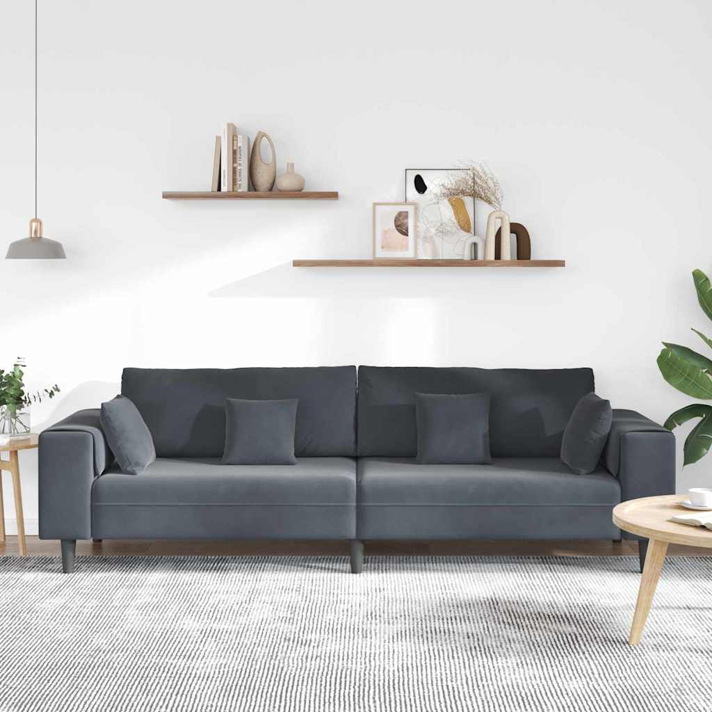 Canapé en velours avec coussin Gris foncé 208 cm Velours - XIOS
