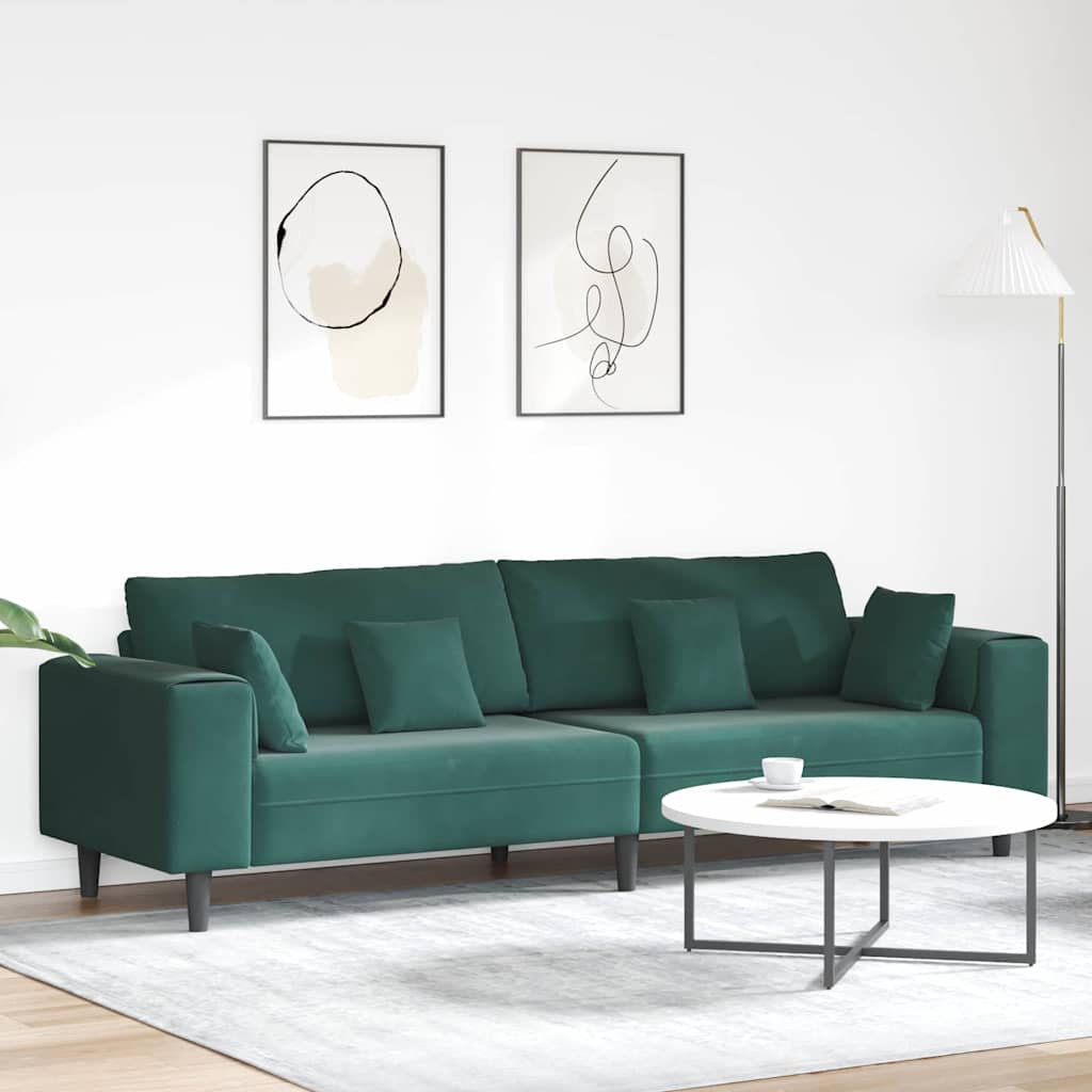 Canapé en velours avec coussin Vert foncé 208 cm Velours - XIOS