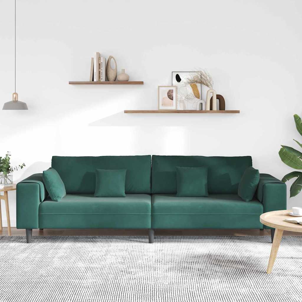 Canapé en velours avec coussin Vert foncé 208 cm Velours - XIOS