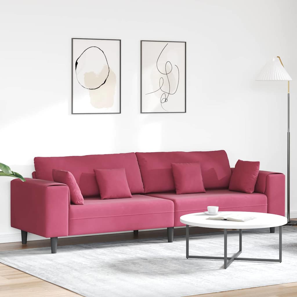 Canapé en velours avec coussin Bordeaux 208 cm Velours - XIOS