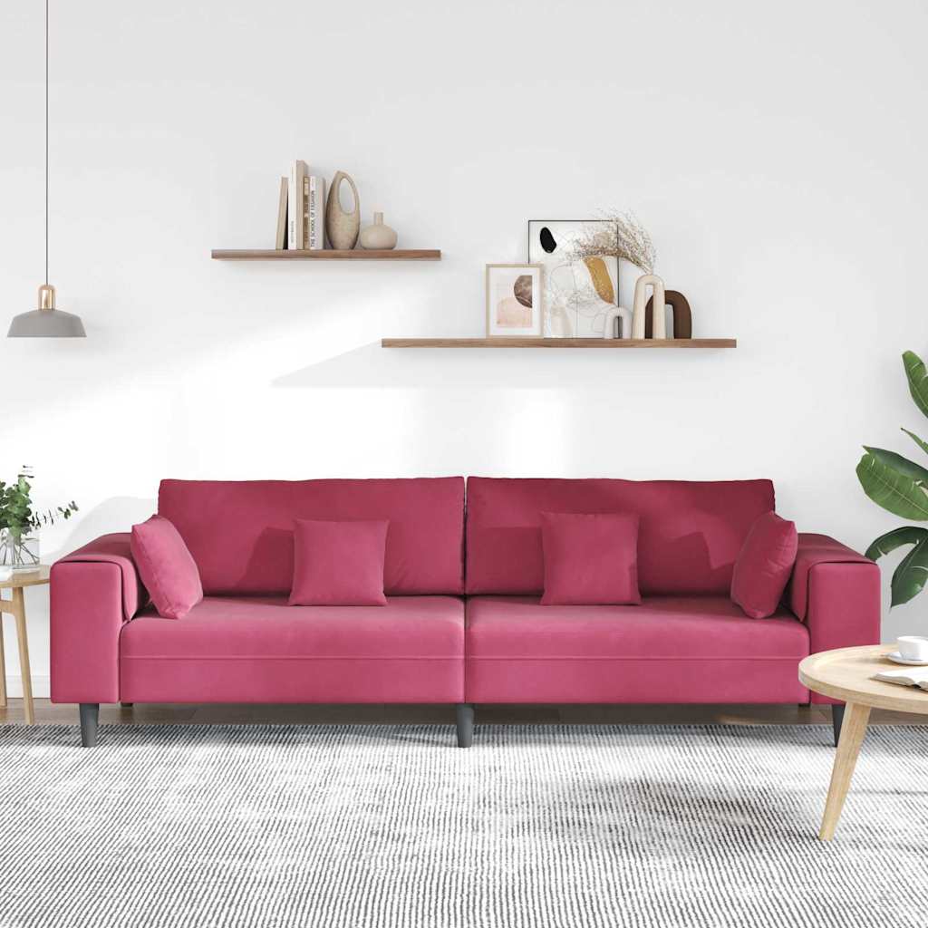 Canapé en velours avec coussin Bordeaux 208 cm Velours - XIOS