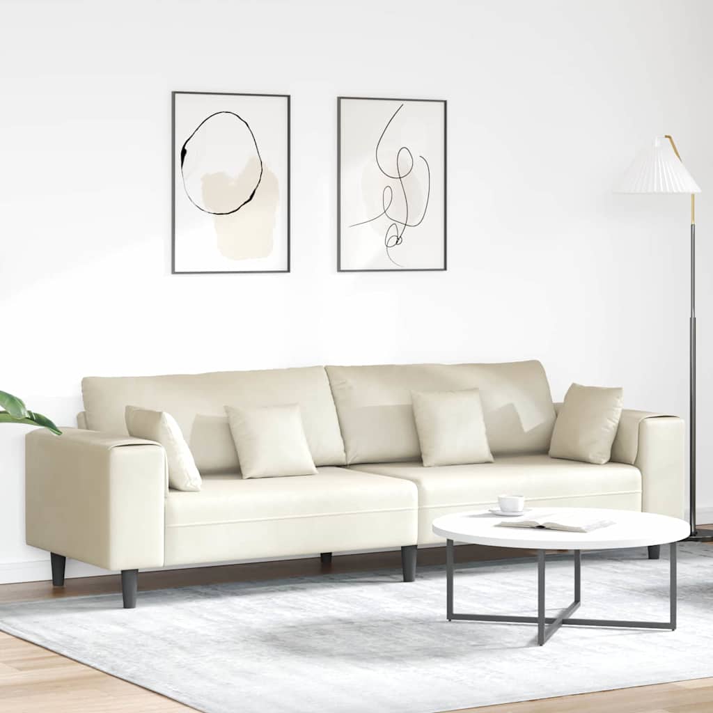 Canapé en velours avec coussin Crème 208 cm Velours - XIOS