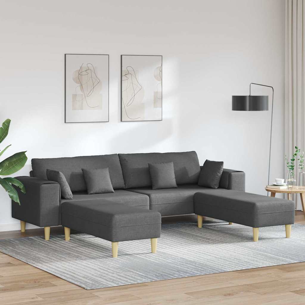 Sofa en tissu avec coussin Gris foncé 208 cm tissu - XIOS