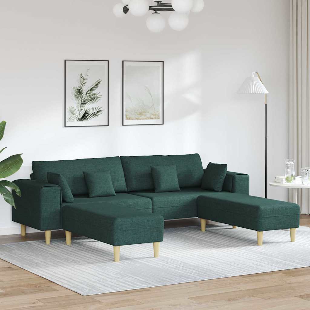 Sofa en tissu avec coussin 3 pcs Vert foncé 208 cm tissu - XIOS
