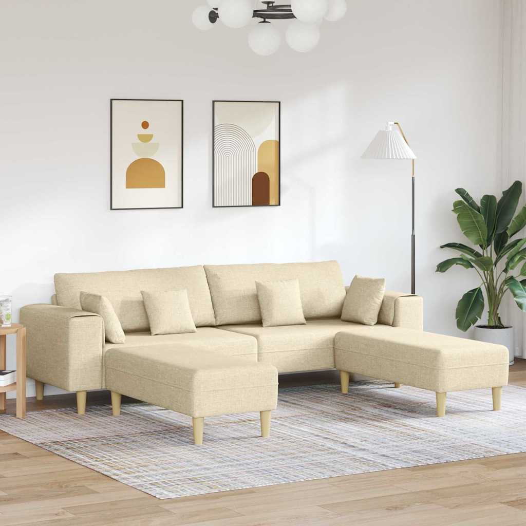 Sofa en tissu avec coussin 3 pcs Crème 208 cm tissu