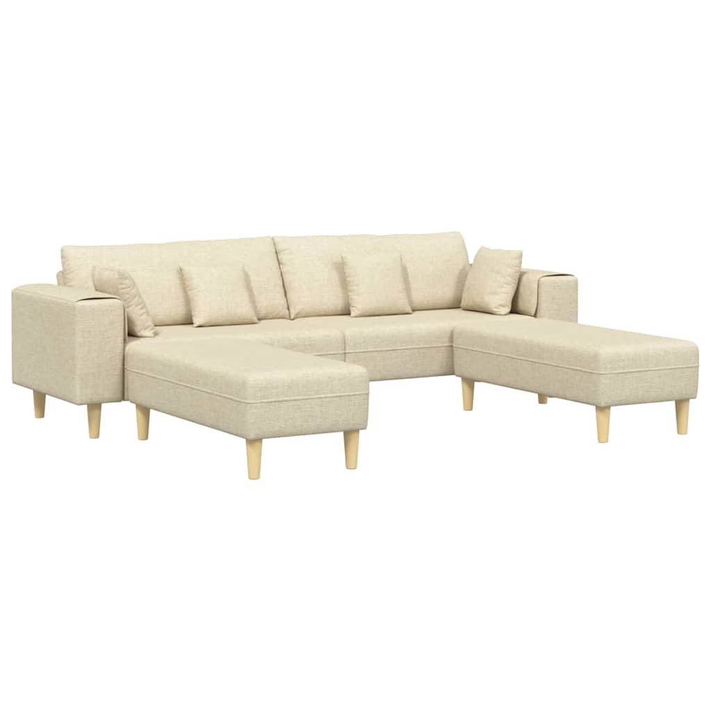 Sofa en tissu avec coussin 3 pcs Crème 208 cm tissu