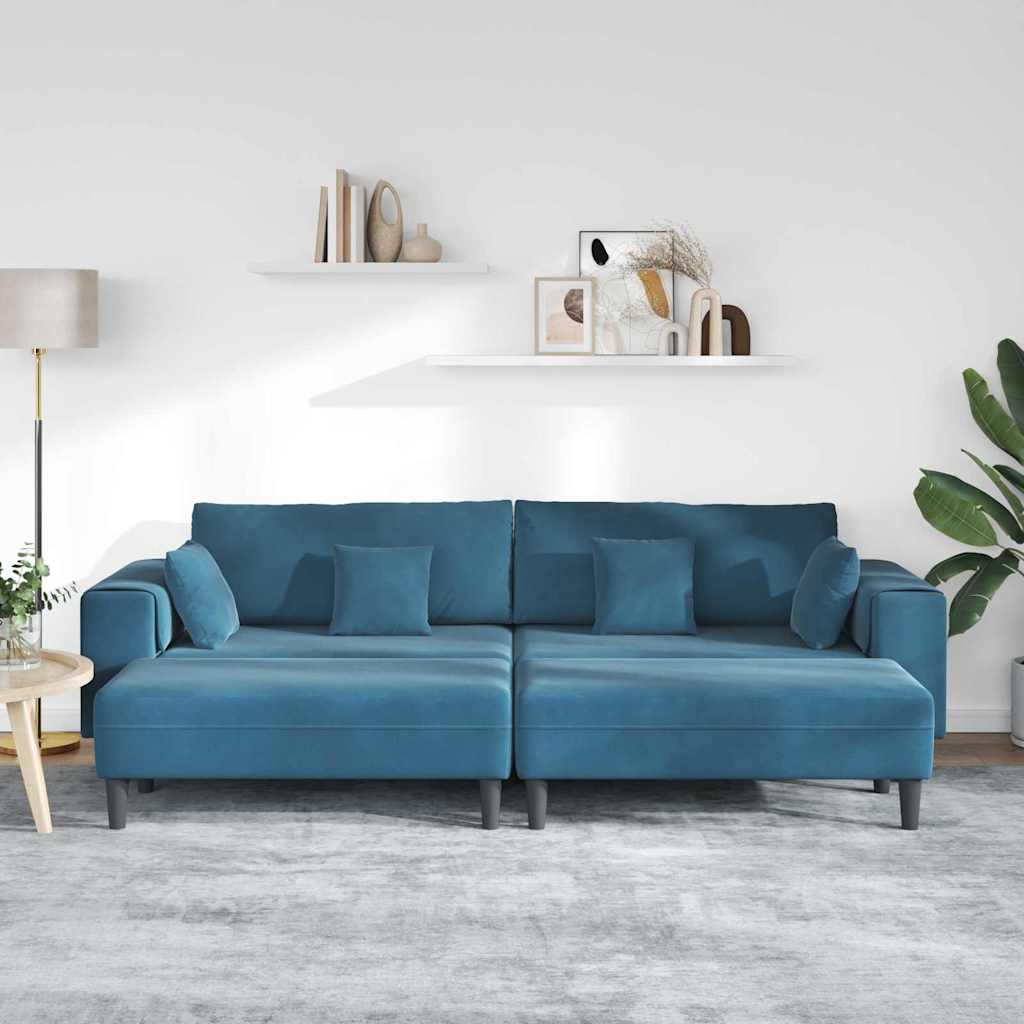Canapé en velours avec coussin 3 pcs Bleu 208 cm Velours - XIOS