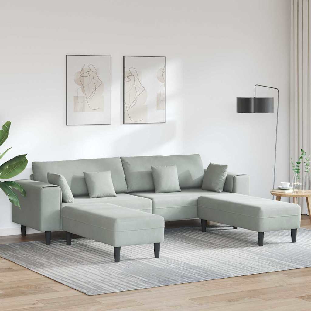 Canapé en velours avec coussin 3 pcs Gris clair 208 cm Velours - XIOS