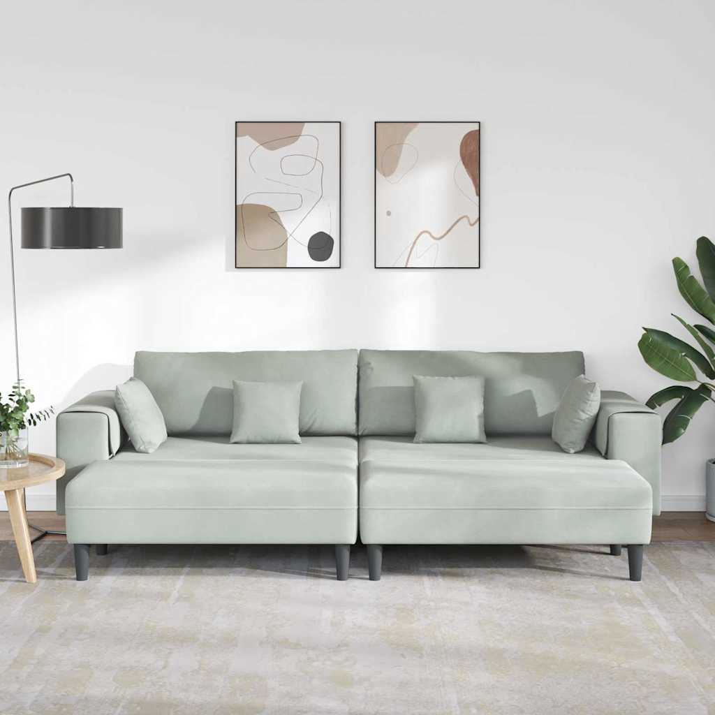 Canapé en velours avec coussin 3 pcs Gris clair 208 cm Velours - XIOS