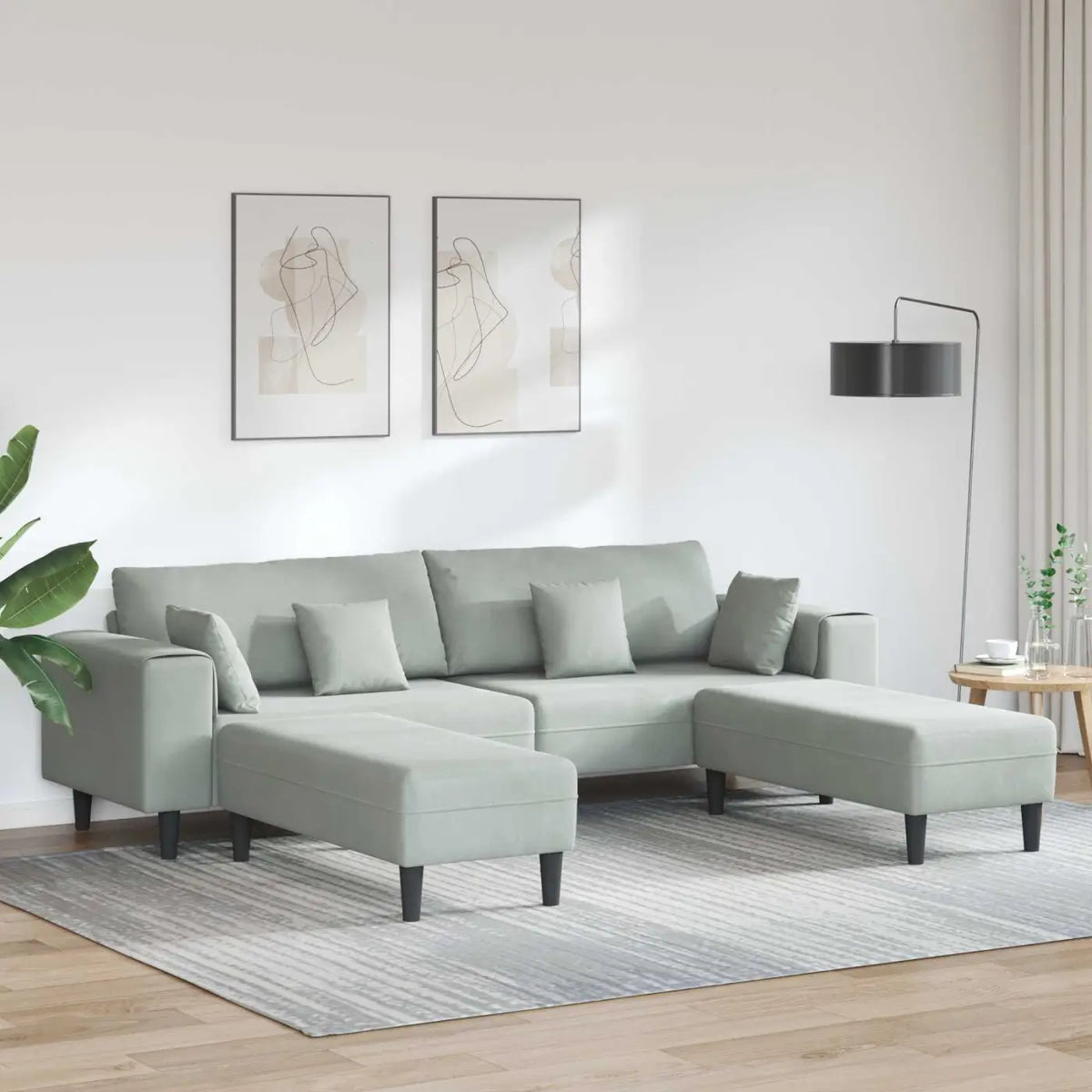 Canapé 3 pc Gris clair Velours - XIOS
