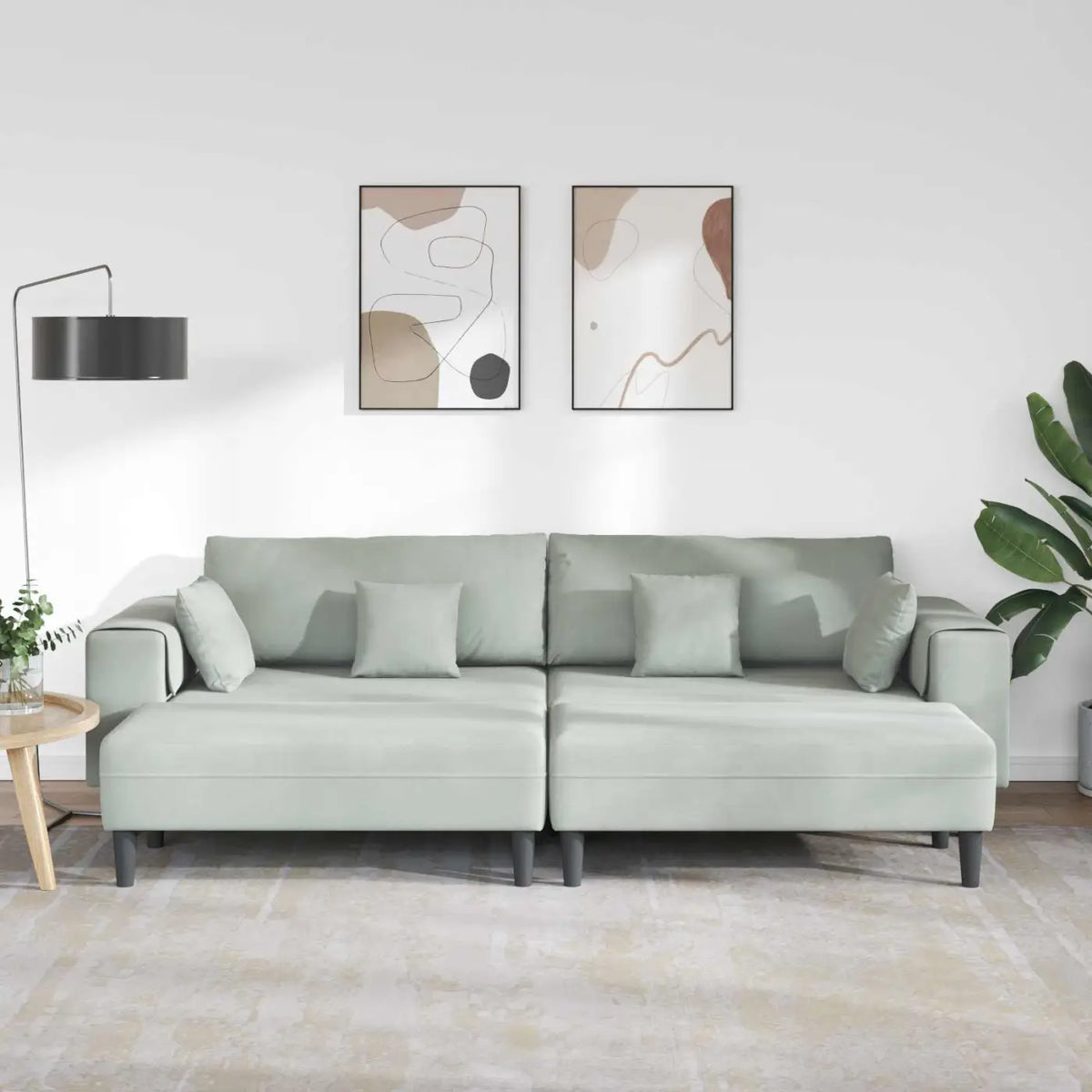 Canapé 3 pc Gris clair Velours - XIOS