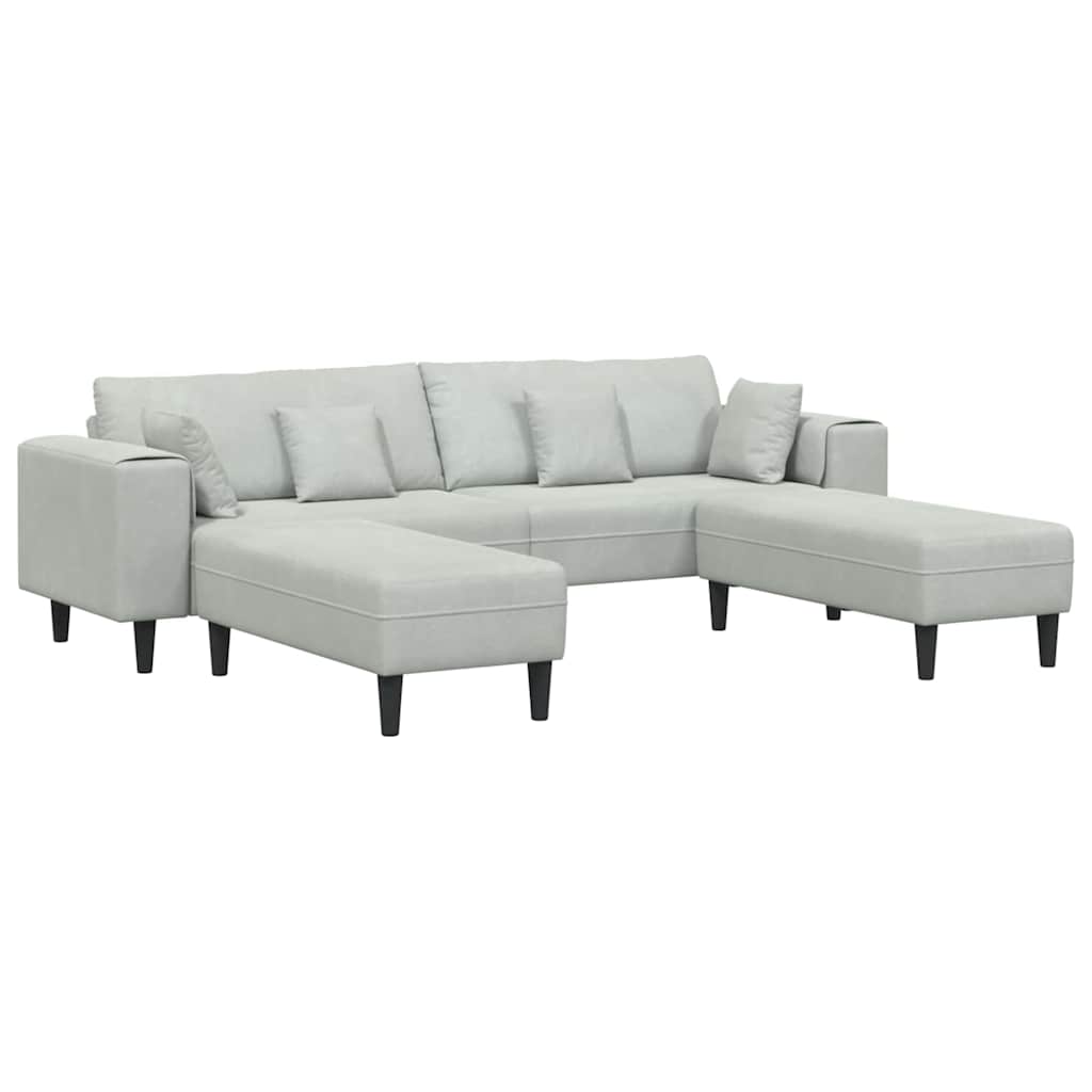 Canapé en velours avec coussin 3 pcs Gris clair 208 cm Velours - XIOS