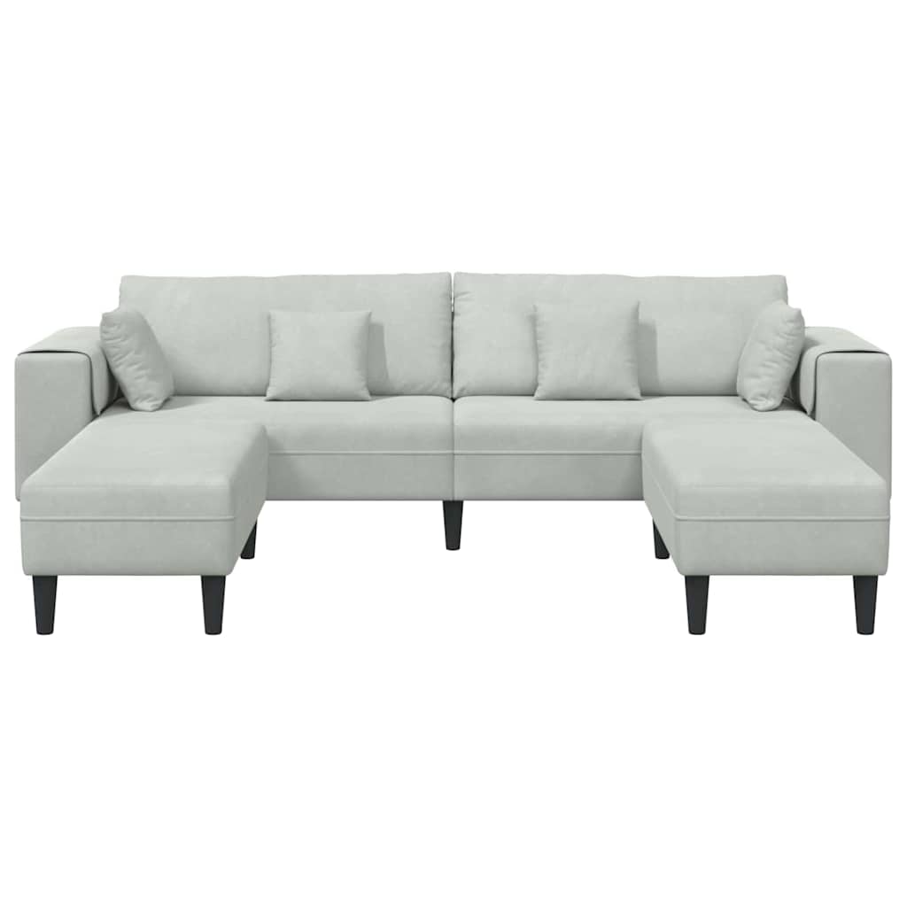 Canapé en velours avec coussin 3 pcs Gris clair 208 cm Velours - XIOS