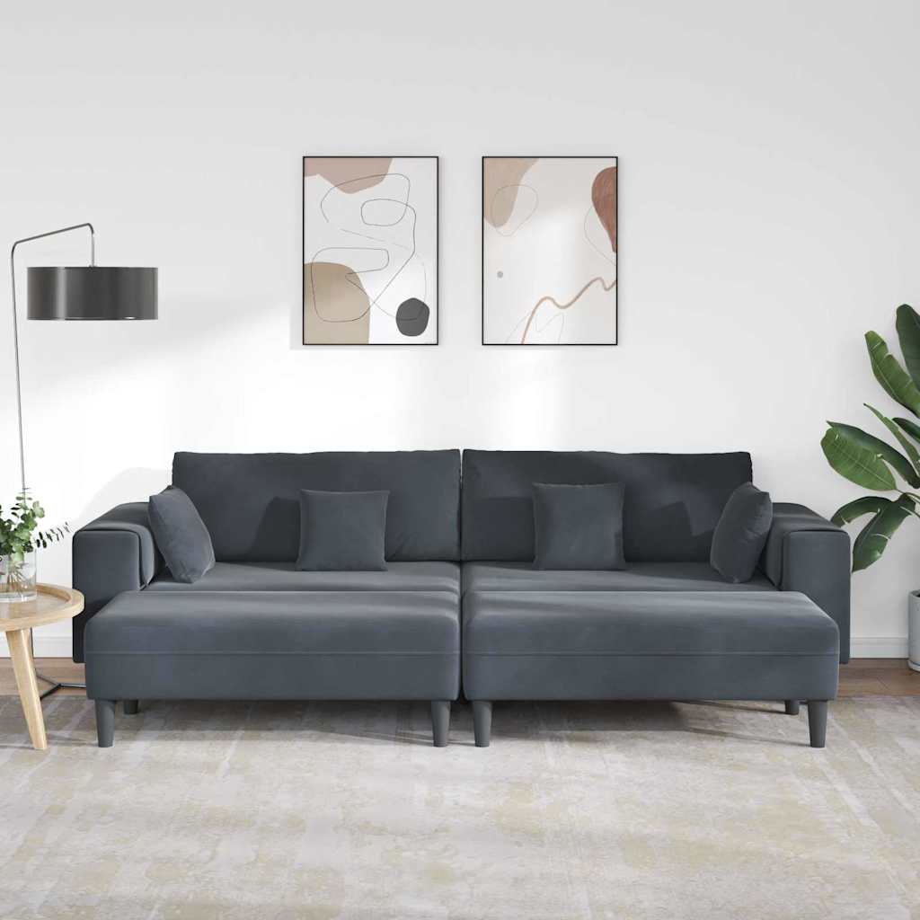 Canapé en velours avec coussin 3 pcs Gris foncé 208 cm Velours - XIOS
