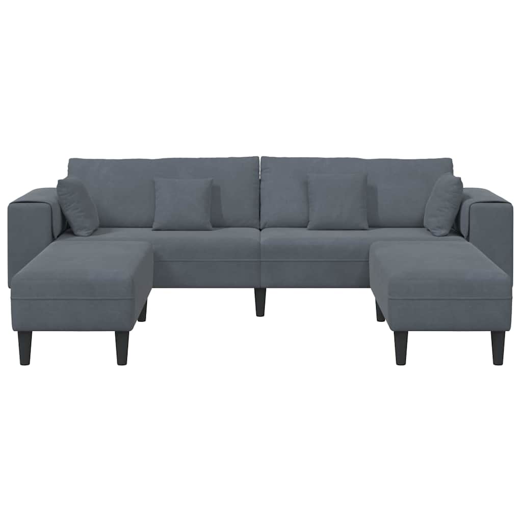 Canapé en velours avec coussin 3 pcs Gris foncé 208 cm Velours - XIOS